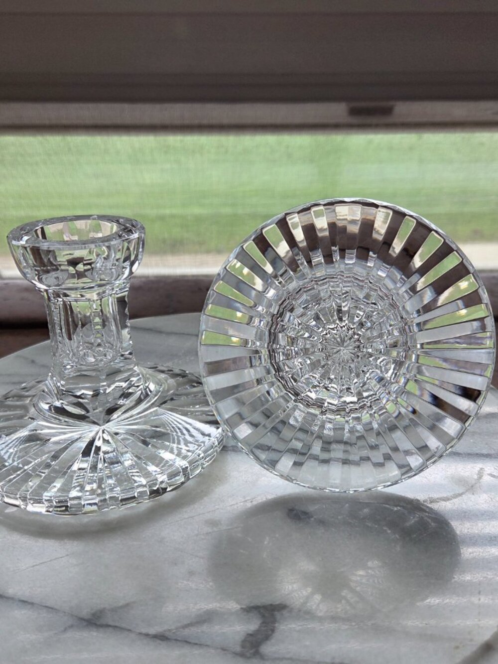 Vintage Waterford Crystal Pair 4” Single Light Candlesticks Candle Holders Set